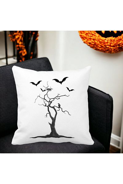 BEKZ Pillowcase With Halloween Motif 3, 40x40 Cm, White, Matte