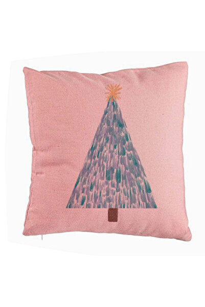 BEKZ Perna Decorativa cu tematica Craciun, Brad, 3, 40x40 cm, Roz, Husa Detas...