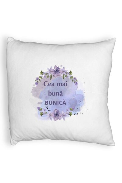 BEKZ Perna Decorativa Fluffy, pentru Bunica 1, 40x40 cm, Alba, Husa Detasabila, Burduf