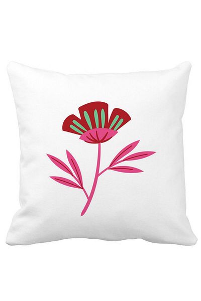 BEKZ Față de pernă pătrată Red Paradise Floral, 40x40 cm, alb, mat