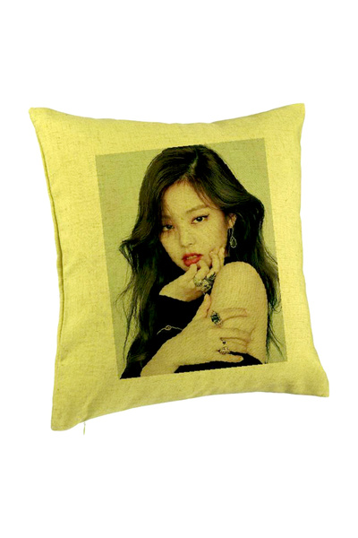 BEKZ Perna Decorativa BlackPink Jennie 1, 40×40 cm, Verde, Husa Detasabila, B...
