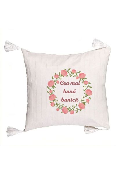 BEKZ Decorative Pillow with Fringes for Grandma 13, 45x45 cm, With zipper