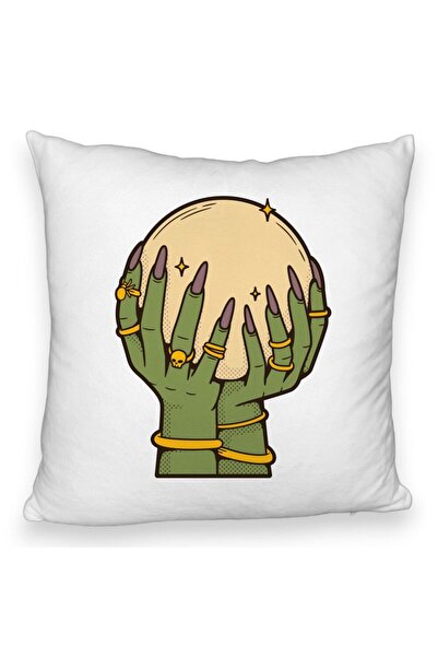 BEKZ Perna Decorativa Fluffy cu motiv de Halloween 9, 40x40 cm, Alba, Husa De...