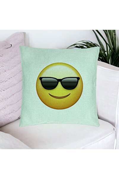 BEKZ Perna Decorativa, Model Emoji Fata cu Ochelari, 40x40 cm, Verde Menta, H...