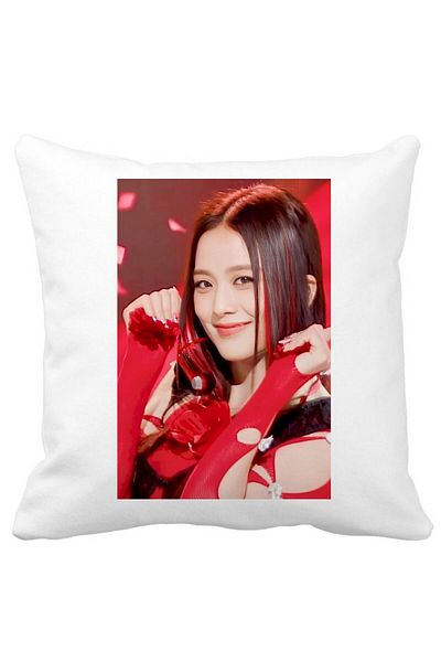 BEKZ BlackPink Jisoo Decorative Pillow 1, 40×40 cm, White, Matte, Removable Cover, Bellows