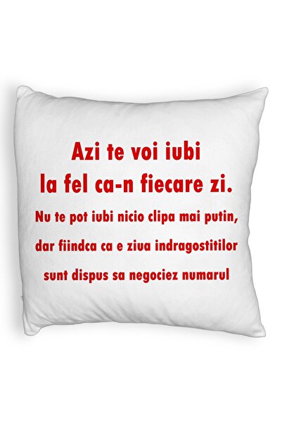 BEKZ Perna Decorativa Fluffy, Model Ziua Indragostitilor, 40x40 cm, Alba, Hus...