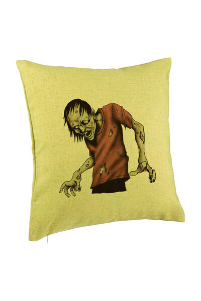 BEKZ Perna Decorativa cu motiv Zombie de Halloween 1, 40x40 cm, Verde, Husa D...