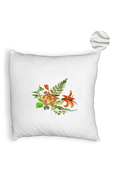 BEKZ Față de pernă pufoasă, model floral, 40x40 cm, albă