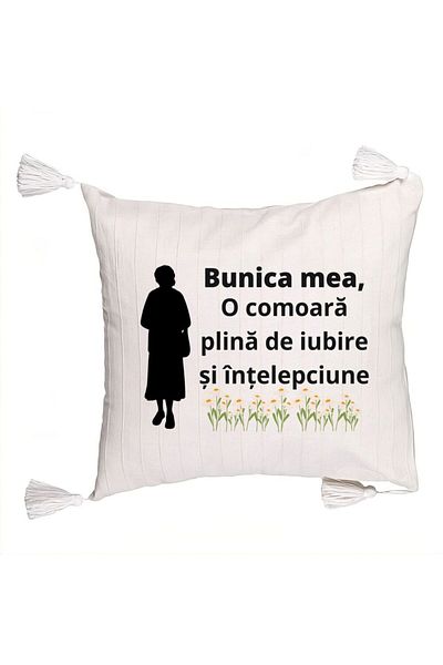 BEKZ Decorative Pillow with Fringes for Grandma 17, 45x45 cm, With zipper
