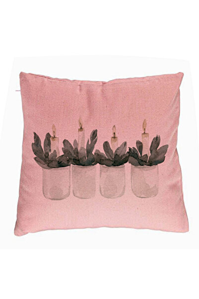 BEKZ Калъфка за възглавница с коледна тематика, свещи, 3, 40x40 см, розова
