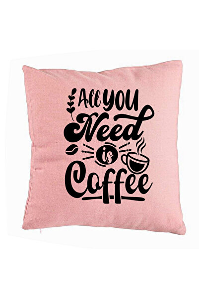 BEKZ Perna Decorativa, Model All You Need is Coffee, 40x40 cm, Roz, Husa Deta...
