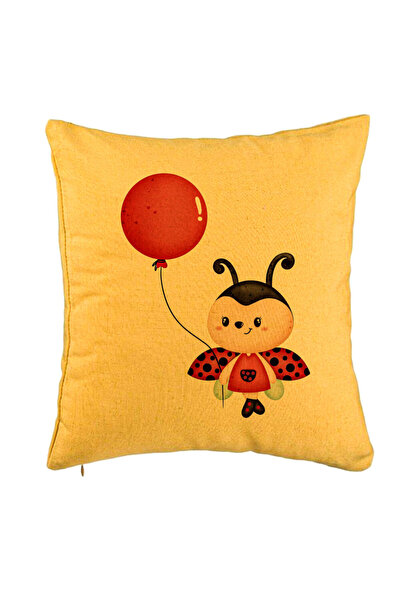 BEKZ Față de pernă, Buburuză cu model de baloane, 40x40 cm, galbenă