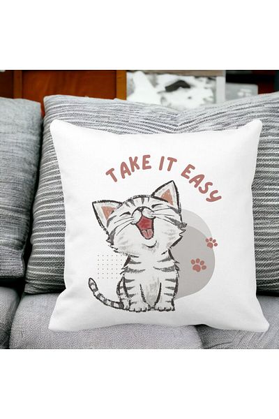 BEKZ Pillowcase, Take It Easy, 40x40 Cm, White, Matte