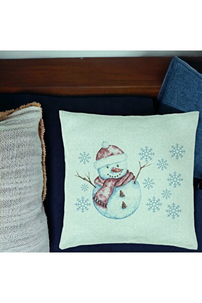 BEKZ Коледна калъфка за възглавница "Снежен човек", 1 бр., 40x40 см, ментово ...
