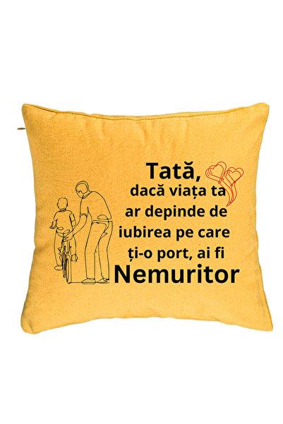 BEKZ Perna Decorativa, Model pentru Tata 9, 40x40 cm, Galben, Husa Detasabila...