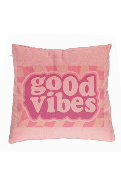 BEKZ Fata De Perna, Model Good Vibes, 40x40 Cm, Roz, Husa Detasabila