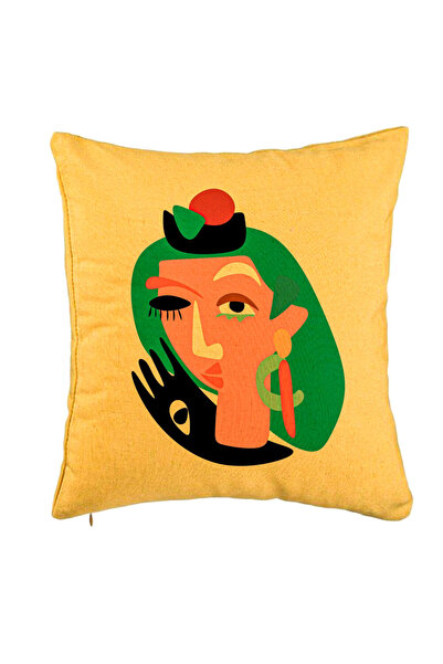 BEKZ Față de pernă, model stil Picasso, 40x40 cm, galbenă