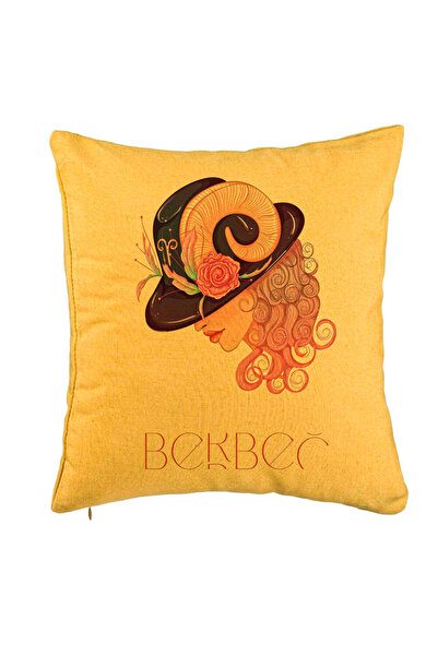 BEKZ Față de pernă, model zodiacal Berbec, 40x40 cm, galben