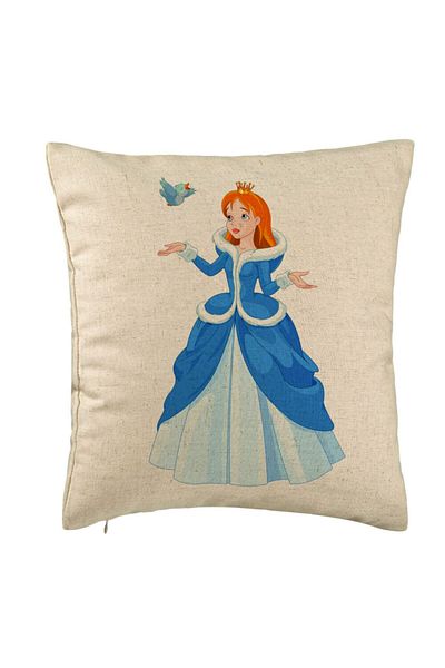 BEKZ Perna Decorativa, Model Printesa si Paserea, 40x40 cm, Bej, Husa Detasabila, Burduf