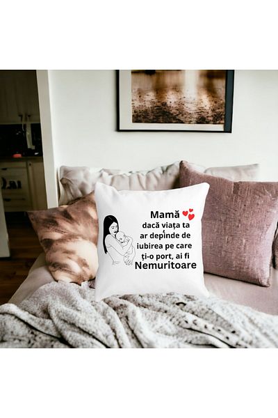 BEKZ Pillowcase For Mom 12.40x40 Cm, White, Matte