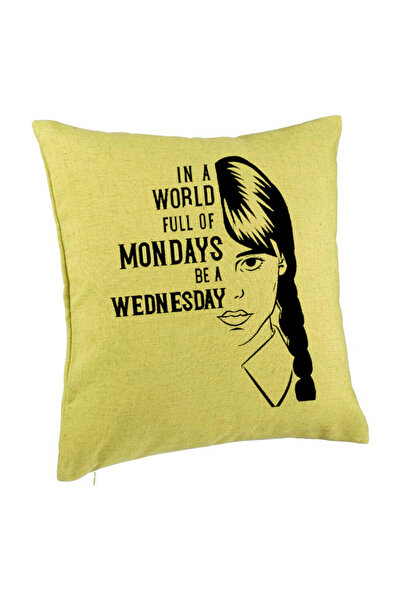 BEKZ Калъфка за възглавница, с мотив и текст на Уензди Адамс, 40x40 см, зелена