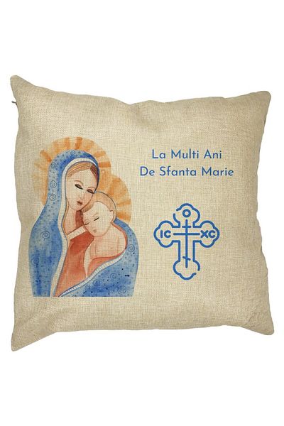 BEKZ Față de pernă cu tema Sfânta Maria, La mulți ani, 40x40 cm