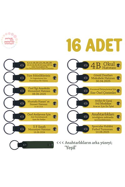 Miaju Yellow & Green, Special Thank You Gift for Law Firm, Set of 16, Keychain with Name