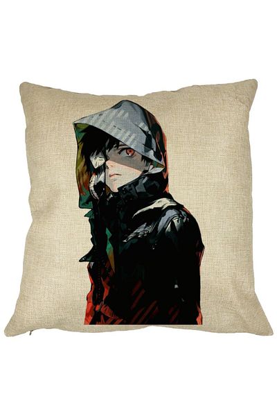 BEKZ Perna Decorativa cu Tokyo Ghoul Kaneki, 40x40 cm, Husa Detasabila, Burduf