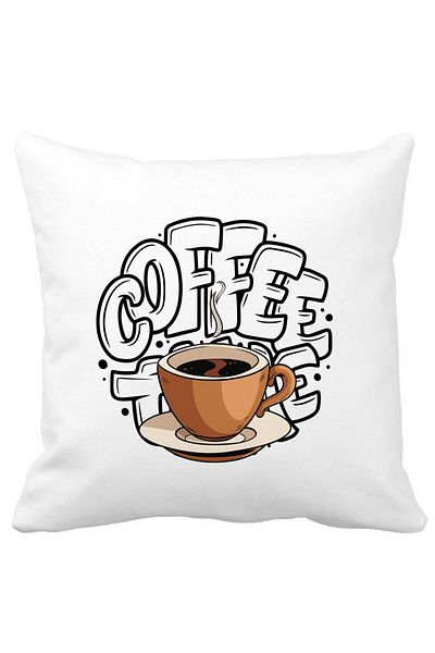 BEKZ Perna Decorativa, Coffe Lover, 40x40 cm, Alba, Mata, Husa Detasabila, Burduf