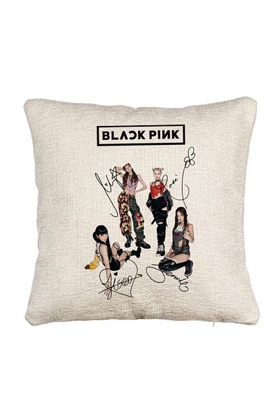 BEKZ Perna Decorativa Canapea BlackPink cu Semnaturi, Model 1, 40x40 cm, Cu fermoar