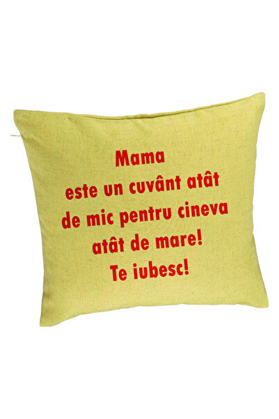 BEKZ Față de pernă, model pentru mama te iubesc, 40x40 cm, verde
