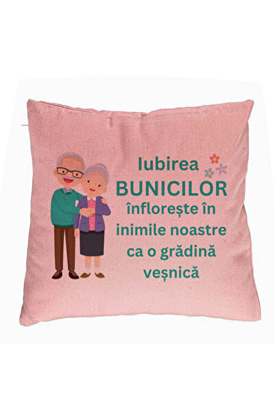 BEKZ Perna Decorativa pentru Bunici 5, 40x40 cm, Roz, Husa Detasabila, Burduf
