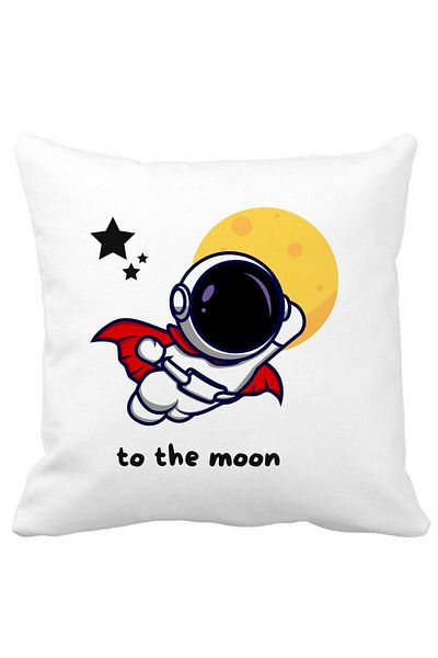BEKZ Pillowcase, To The Moon, 40x40 Cm, White, Matte