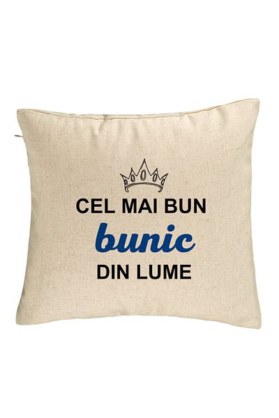BEKZ Perna Decorativa pentru Bunicul 1, 40x40 cm, Bej, Husa Detasabila, Burduf