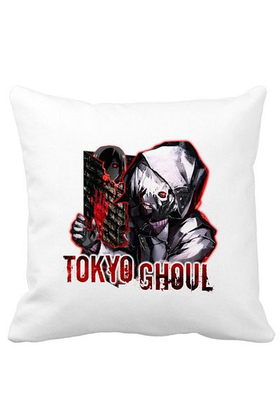 BEKZ Perna Decorativa cu Tokyo Ghoul, 40x40 cm, Alba, Mata, Husa Detasabila, Burduf