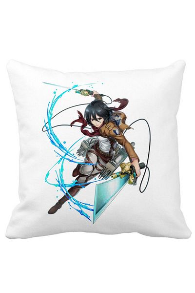 BEKZ Attack On Titan Mikasa Pillowcase, 40x40 Cm, White, Matte, Removable Cover