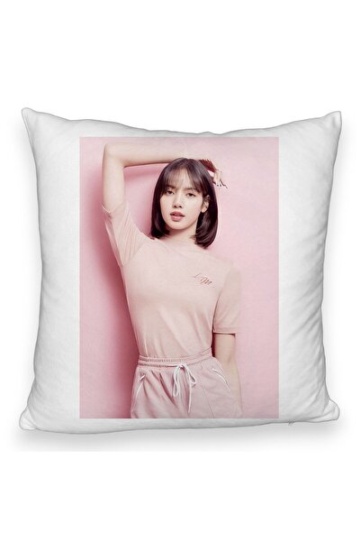 BEKZ Perna Decorativa Fluffy BlackPink Lisa 4, 45×45 cm, Cu fermoar