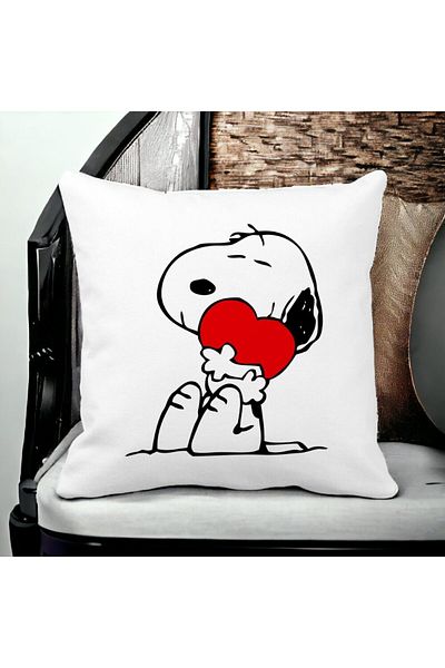 BEKZ Doggo Love Square Pillowcase, 40x40 Cm, White, Matte