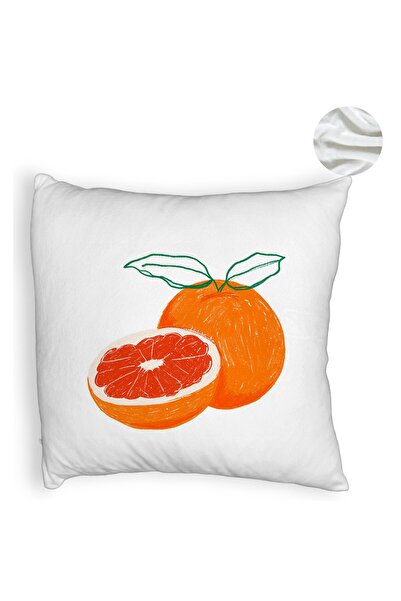 BEKZ Perna Decorativa Fluffy, Model Portocale, 40x40 cm, Alba, Husa Detasabil...