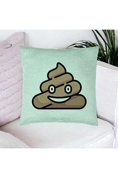 BEKZ Perna Decorativa, Model Poo Emoji, 40x40 cm, Verde Menta, Husa Detasabil...