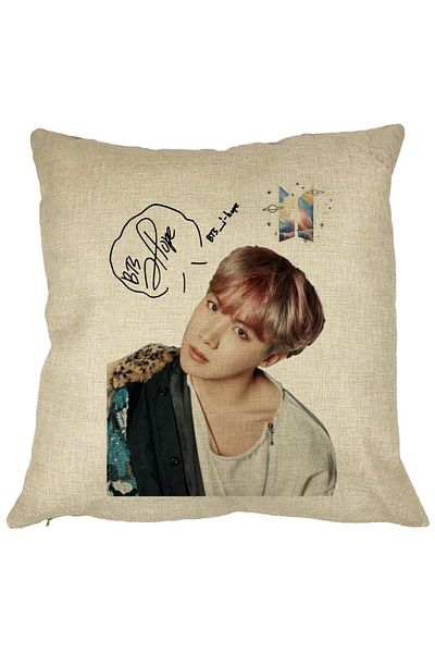 BEKZ Perna Decorativa BTS J-hope, 40x40 cm, Husa Detasabila, Burduf