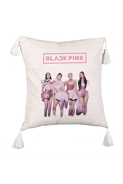 BEKZ BlackPink Fringed Pillowcase, Model 1, 45x45 cm, Ecru, With zipper