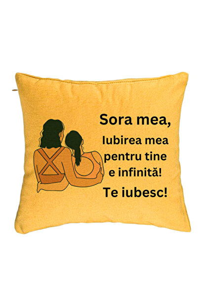 BEKZ Perna Decorativa Sora mea 12, 40x40 cm, Galben, Husa Detasabila, Burduf