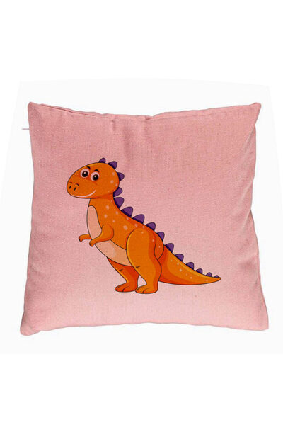 BEKZ Față de pernă, model pentru copii cu dinozauri portocalii, 40x40 cm, roz