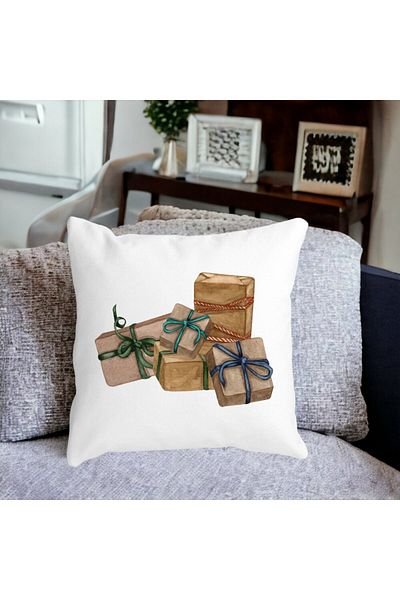 BEKZ Christmas Themed Pillowcase, Gifts, 40x40 Cm, White, Matte