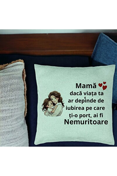 BEKZ Perna Decorativa, Model pentru Mama 6, 40x40 cm, Verde Menta, Husa Detas...