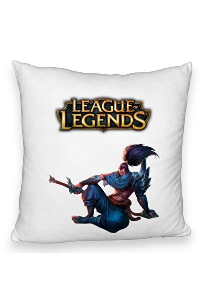 BEKZ Față de pernă pufoasă cu tematică League of Legends, 40x40 cm, albă