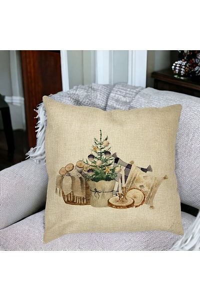 BEKZ Perna Decorativa cu tematica de Craciun, 17, 40x40 cm, Husa Detasabila, Burduf