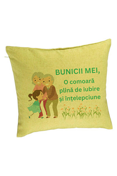 BEKZ Perna Decorativa pentru Bunici 3, 40x40 cm, Verde, Husa Detasabila, Burduf