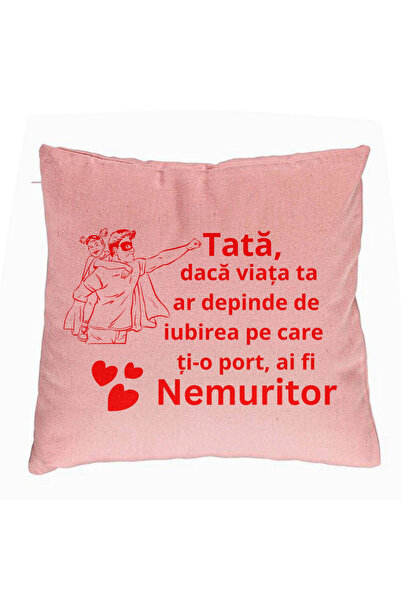 BEKZ Perna Decorativa, Model pentru Tata 11, 40x40 cm, Roz, Husa Detasabila, ...